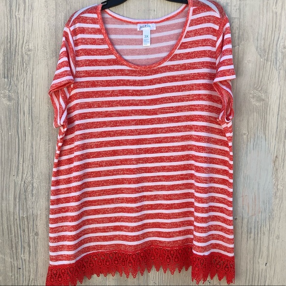 Just be Tops - ORANGE AND WHITE JUST BE BLOUSE! A12